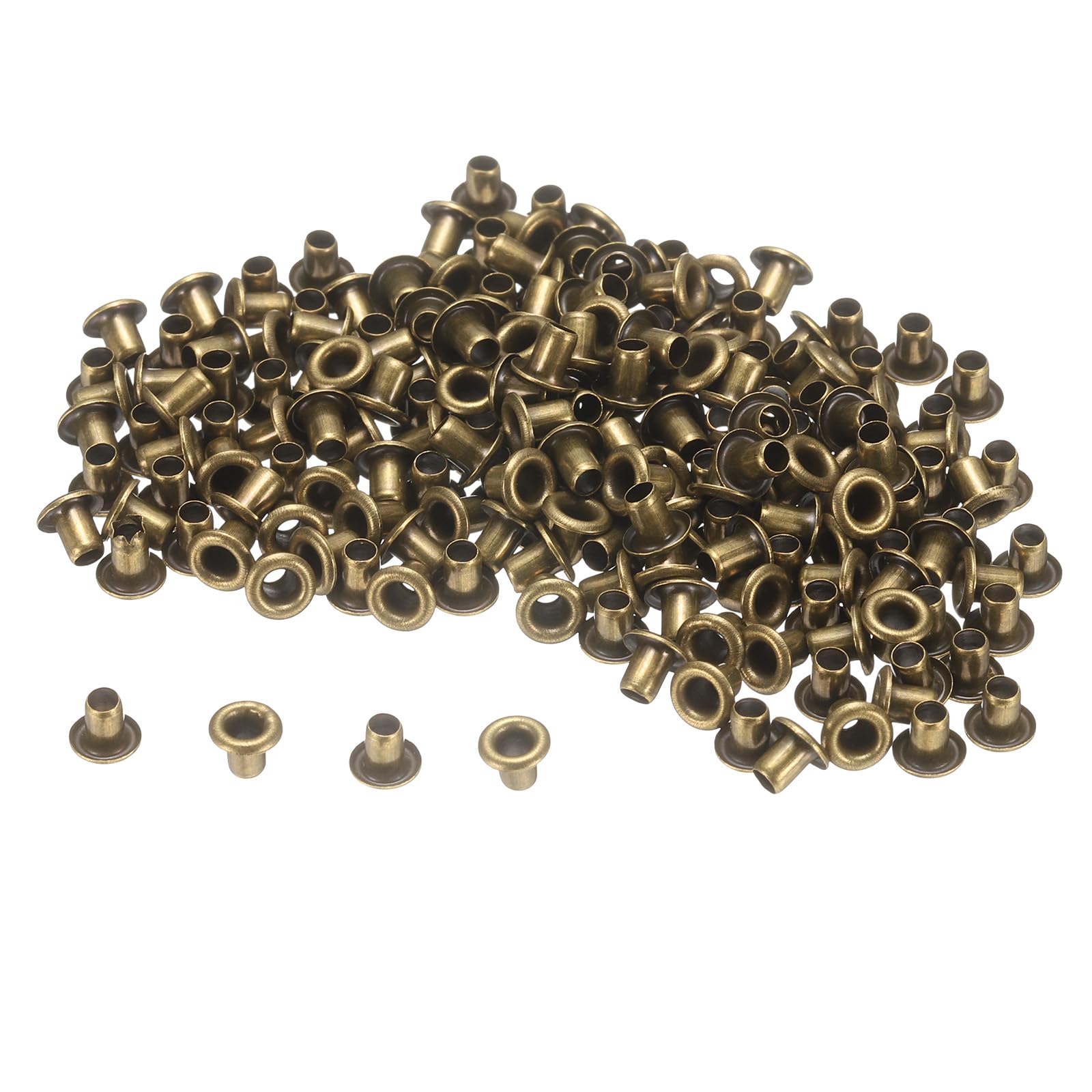 sourcing map 200set Grommets Metal Eyelets 2mm Hole Tiny Grommet for Shoes Clothes Belt Bag DIY Project, Bronze