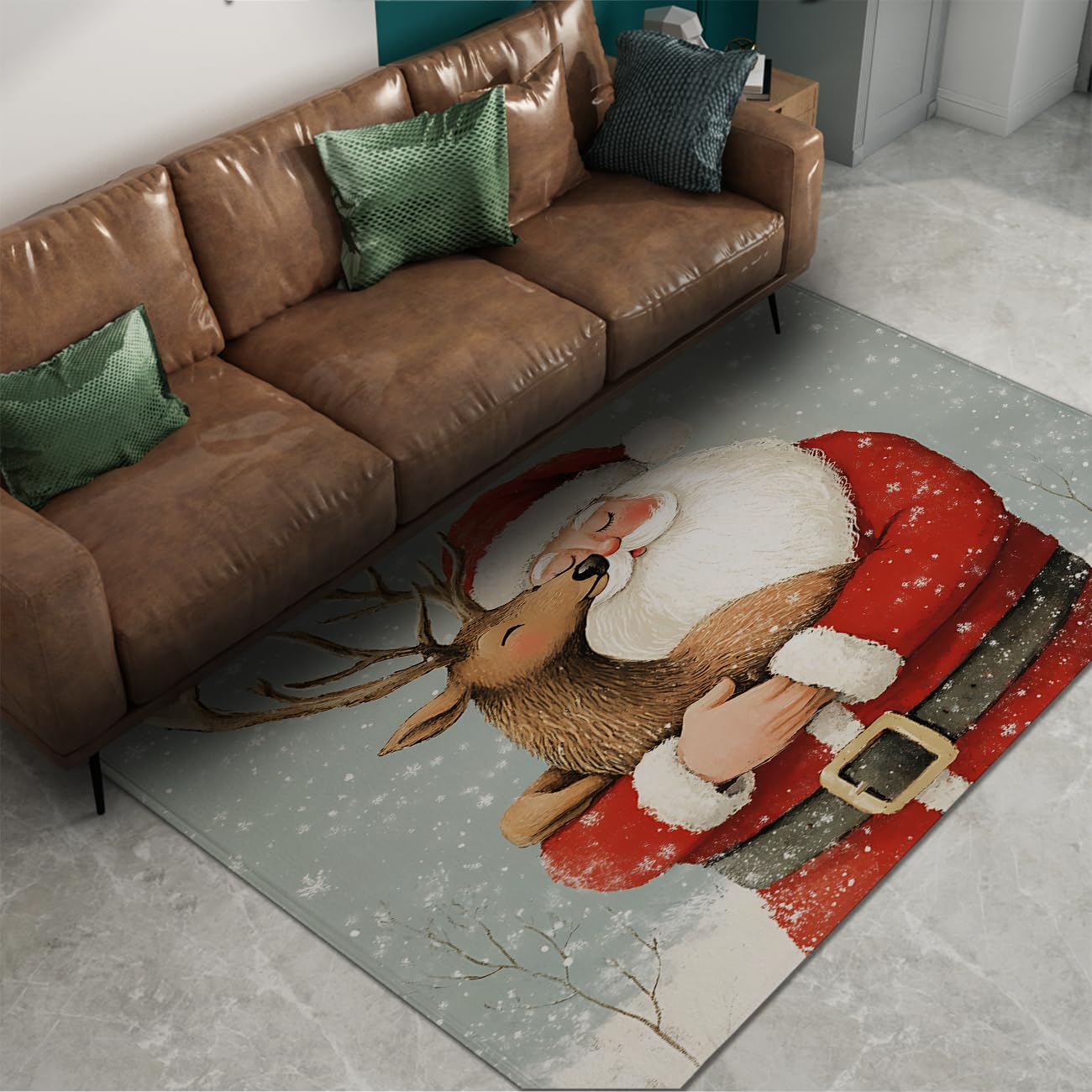 Tapis mignons pour le Père Noël cerf Noël lavable intérieur 60x120