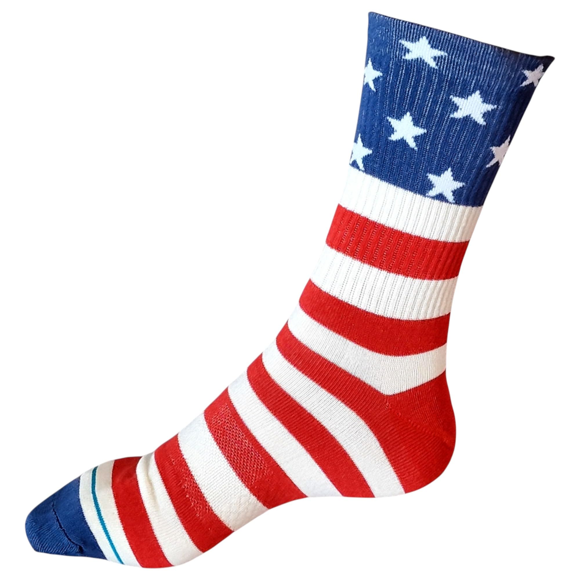 Sock Shack Men's Multicolour Usa Spirit: Vintage American Flag Stars & Stripes Ribbed Socks One Pair Ed 6-9 Uk