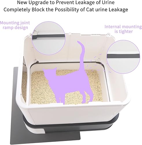 Miniatura 3 de Caja de arena plegable para gatos caja de arena grande antisalpicaduras con tapa caja de arena de plástico cerrada para gatos con práctica cuchara