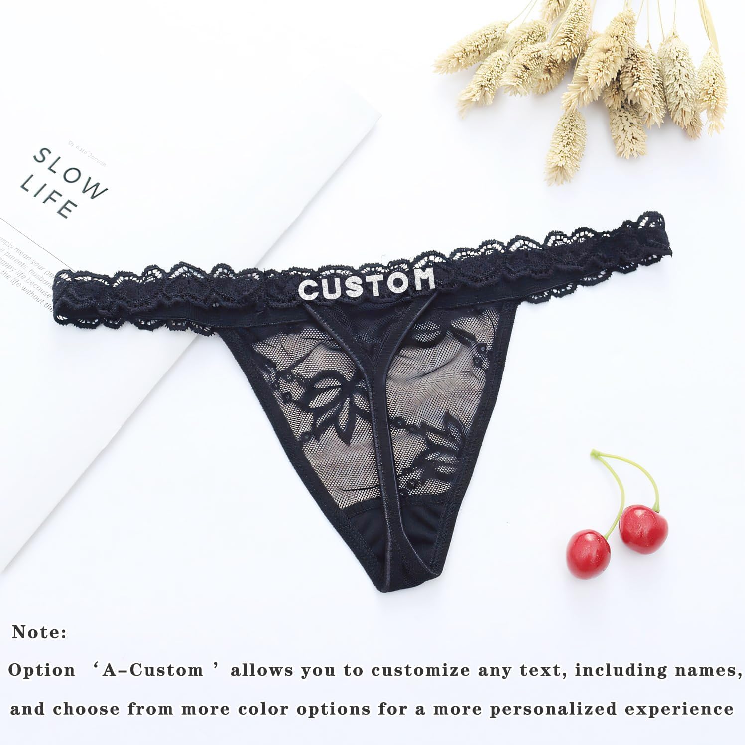 Eoribag Women's Personalized Thongs with Funny Rhinestone Letters, Custom Name Underwear Panties for Couples: A-custom Large