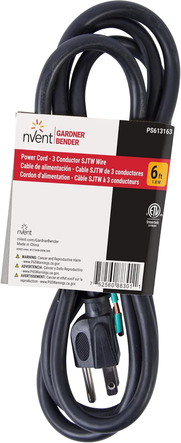 nVent Gardner Bender PS613163 6 ft, 16/3 SJTW Appliance & Power Tool Cord image 4