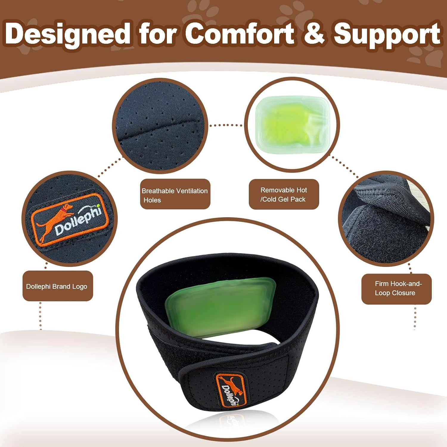 Dog Neck Brace with Hot/Cold Compress, Cervical Spine Support Collar for Dogs with IVDD, Neck Pain, Injury & Post-Surgery Recovery(L)