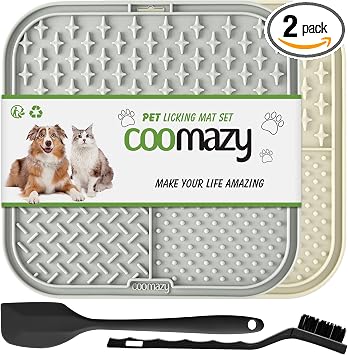Coomazy Lick Mat for Dogs Cat Slow Feeder Lick Mat with Suction Cups 2 Pack | Silicone,suction cups,cat lick mat,suction lick mat for dogs