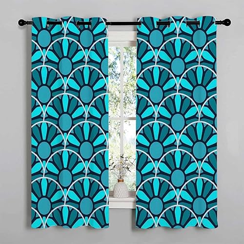 Curtains Clearance Green Mosaic Decor Retro Mosaic Cortinas para Closet Sin Puerta Cortinas para Ventanas De Cuarto 55Inch Width by 72Inch Length,2
