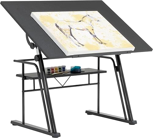Studio Designs Zenith Mesa de dibujo ajustable en altura con estante en negro, 42 pulgadas de ancho x 30 pulgadas de profundidad