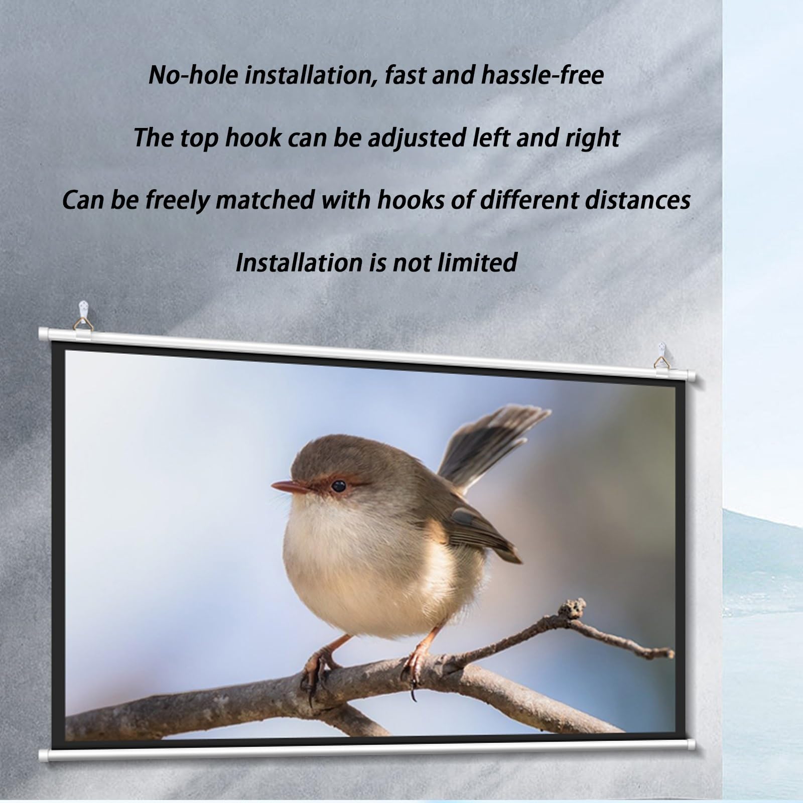 Ekran projektora 76.2 cm, 101.6 cm, 127.0 cm, 152.4 cm, 182.9 cm Indoor Outdoor Portable Projection Movies Screens Ręcznie zwijany ekran projekcyjny 16:9 HD Ekran projekcyjny ścienny i sufitowy do