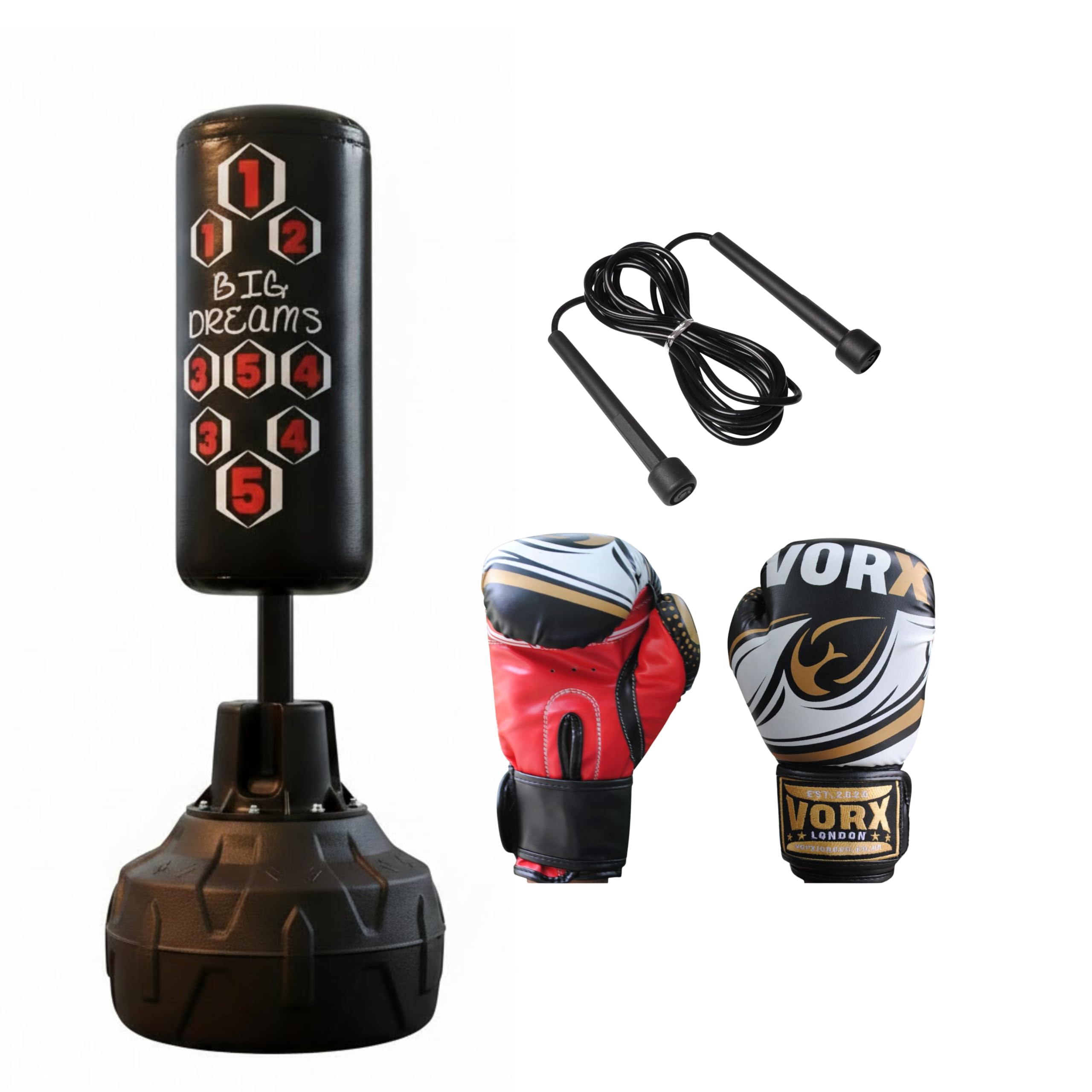 Kids Free Standing Punching Bag with Boxing Gloves Adjustable Kids Boxing Punch Bag Training Set for Boys & Girls, Durable Heavy Base Punching Bag for Home, Fitness & Active Play