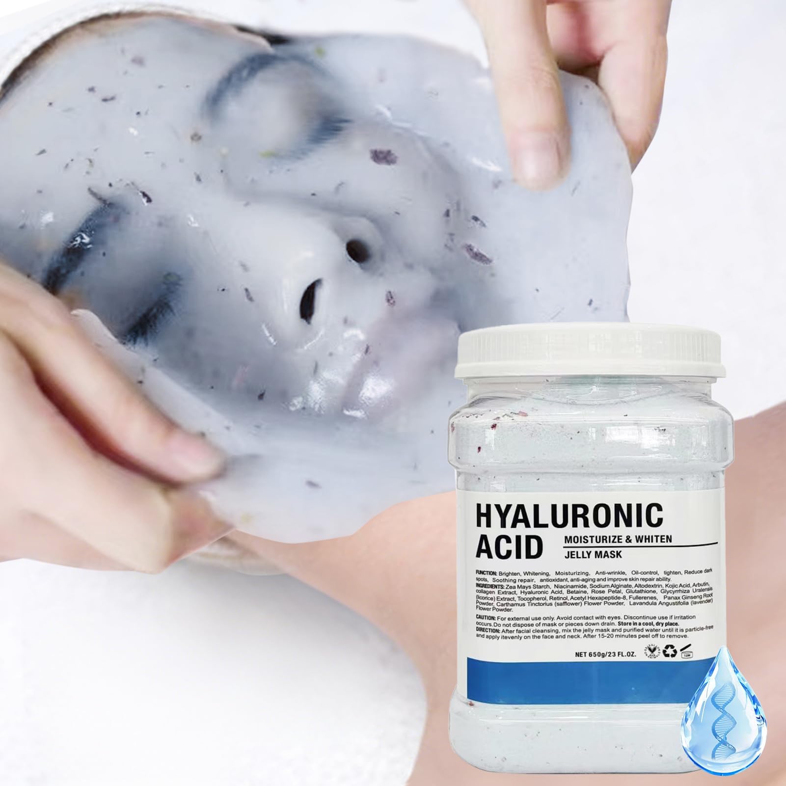 Jelly Mask for Facials Professional Natural Gel Face Masks, Hyaluronic acid Hydrating Rubber Mask Jar Face Mask SkinCare 23 Fl Oz (Hyaluronic Acid)