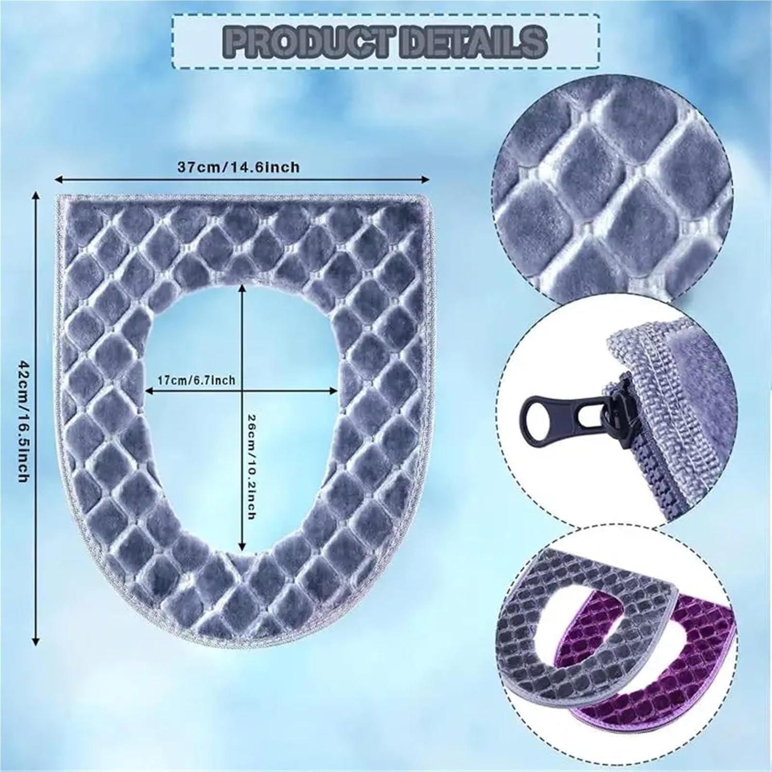 Toilet Seat Covers Washable 2pcs Winter Toilet Cover Plush Seat Models Waterproof Universal Model Ring Washable Zipper Bathroom Mat(Brown)