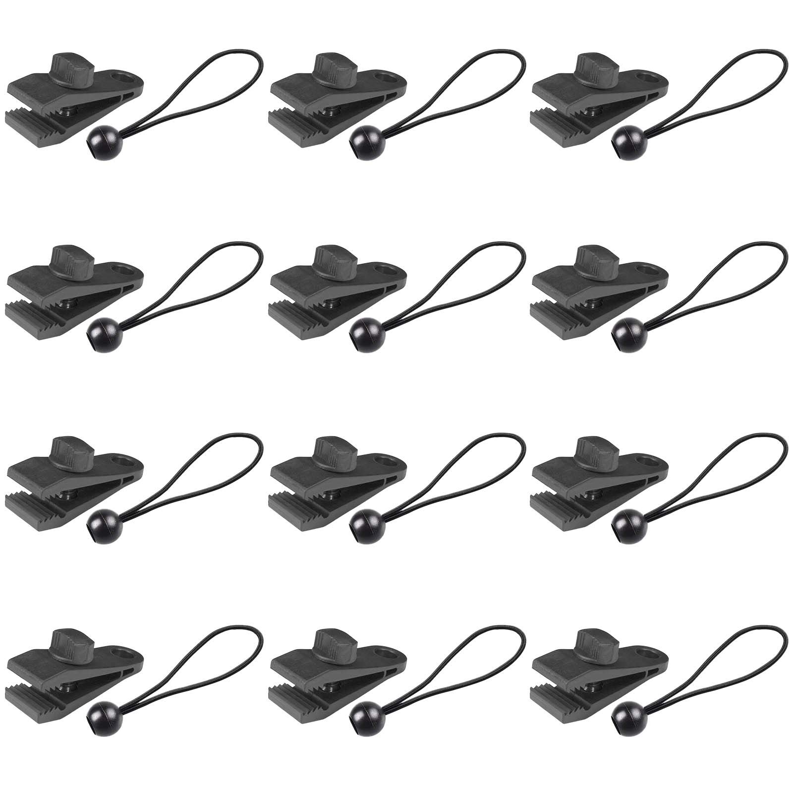 24 Pcs Tarp Clips and Ball Bungee Cords Tarp Clamps Heavy Duty Lock
