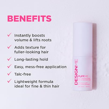 PUFF.ME Volumizing Powder by DESIGNME | Hair Powder Volumizer for Hair | Root Lifting Hair Texture Powder for Straight, Curly, or Wavy Hair | Talc Free Hair Powder for Women, (0.32 Oz)