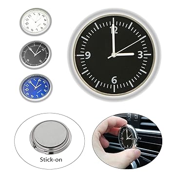 EEEKit Car Clock, Luminous Quartz Analog Watch Universal Pocket Mini Stick-On Clock for Car Boat Bike Home