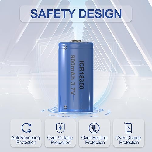 Miniatura 4 de 900mAh 3.7V ICR 18350 baterías recargables de iones de litio 4 unidades, batería de iones de litio de 3.7 V 18350 batería recargable para linterna