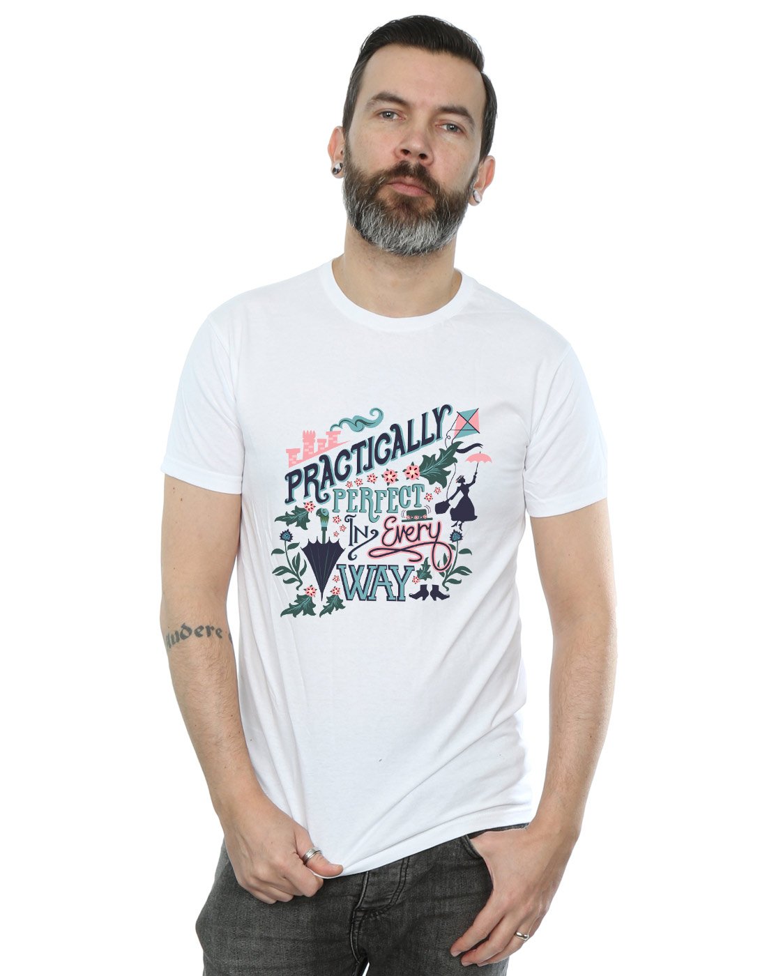 Disney Men's Mary Poppins Practically T-Shirt White Medium