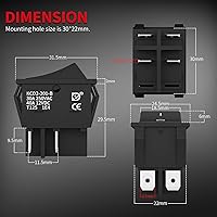 Vista 2 de DaierTek DPST KCD4 Interruptor basculante 40A 12V DC 4 Pin 2 Interruptor de palanca de encendido y apagado 30A 250V AC 120V T125 KCD2 Interruptor