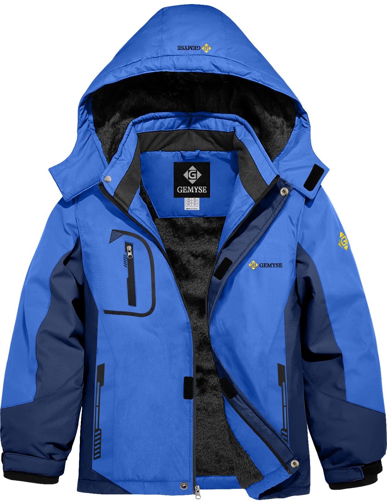 GEMYSE Bambini Giacca da Sci Impermeabile Pile Antivento Giacche Ragazzi invernale Cappotto con Cappuccio