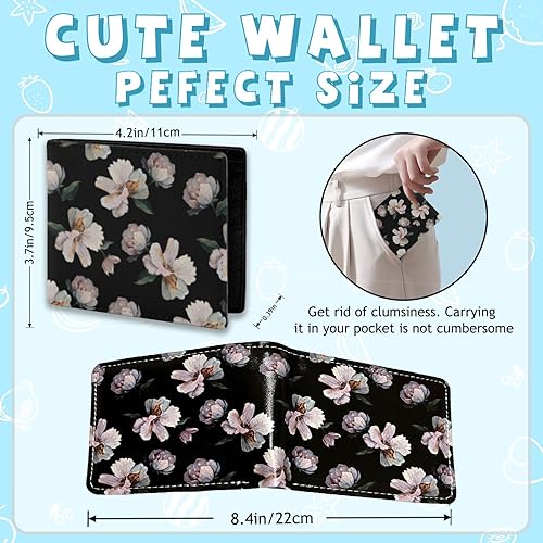 Miniatura 2 de Bonita cartera de cuero para mujer y niña, doble pliegue, tarjeta de crédito, billetera cero, adecuada para carteras de hombres y mujeres, Cartera