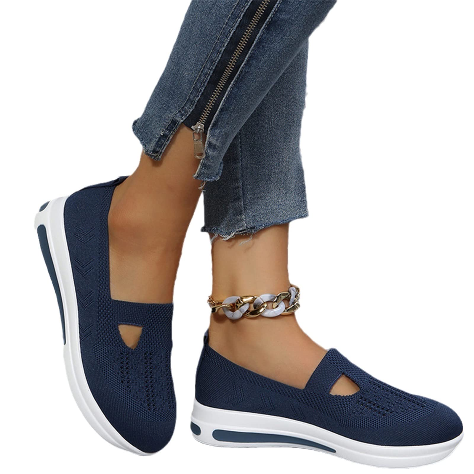 JokeLomple Chaussures Orthopédiques Femme - Baskets Sans Lacets Antidérapantes Maille Respirante