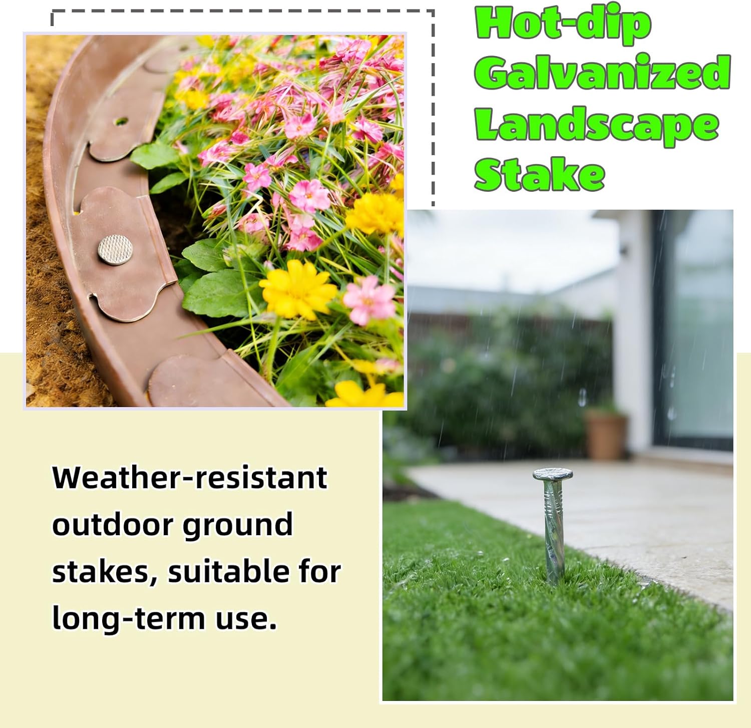 Extra-Long 14 Inch Galvanized Landscape Stakes - Heavy Duty Solid Metal Spiral Spikes for Paver Edging, Landscape Edging Anchoring Spikes, Weed Barrier, Tent, Artificial Turf
