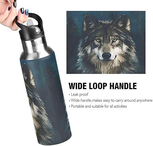 Vista 108 de King Lion - Botella de agua Aslan para niños con tapa con popote, botella de agua aislada de acero inoxidable a prueba de fugas para gimnasio al E01