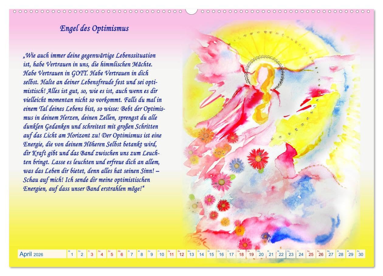 Engelbilder mit Botschaften für die Seele (hochwertiger Premium Wandkalender 2026 DIN A2 quer), Kunstdruck in Hochglanz: Engel mit ihren Botschaften Worte. Labsal für die Seele. (CALVENDO Kunst)