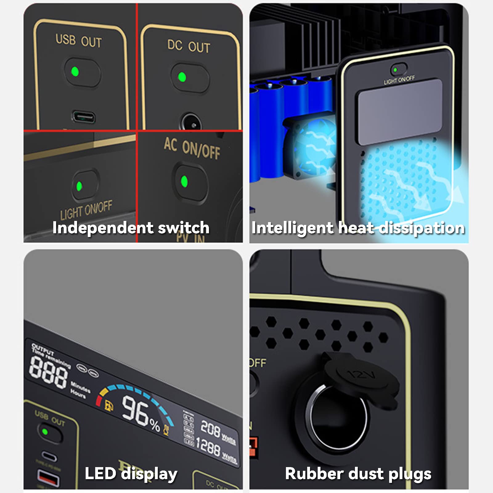 Estación De Energía Portátil, Generador Solar 481Wh 500W, Salidas AC/DC/USB, Generador Eléctrico Solar, Batería De Litio, Camping, Caravana Y Como Grupo Electrógeno De Emergencia
