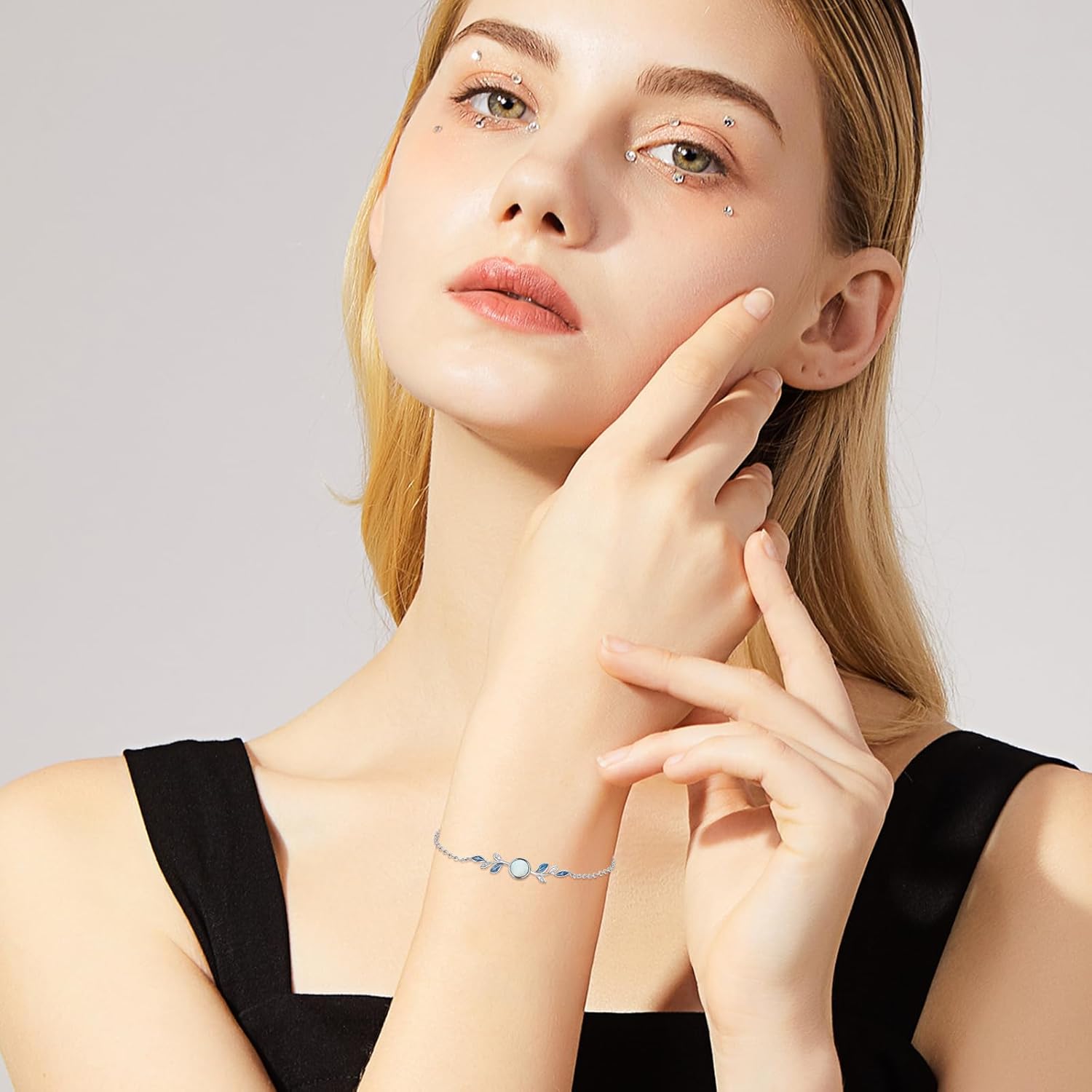 CUOKA MIRACLE Leaf Opal Bracelet S925 Sterling Silver Opal Bracelets For Women Olive Leaf Jewelry Gifts For Women Mother's Day Jewelry - Image 5