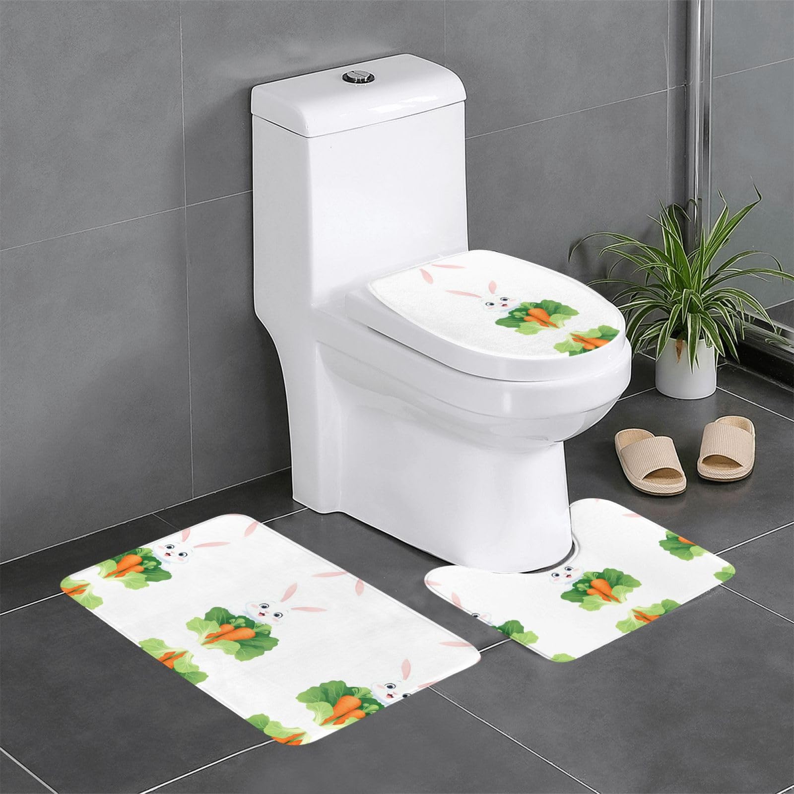 Tapis de salle de bain antidérapant WHJDPP Evite les glissades Lot de 3 pièces WC