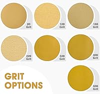 Vista 4 de CowboyBOB 100 PCS Discos de Lija PSA Dorados de 6 Pulgadas Grano 400 Autoadhesivos con Respaldo Adhesivo Papel de Lija para Lijadora DA Acabado