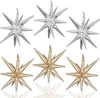 Vista 35 de 6 Globos de Papel de Aluminio con Forma de Estrella Negra de Una Pieza, Globo de Estrella de 14 Puntas 4D Cono Starburst de Mylar de 22 Pulgadas