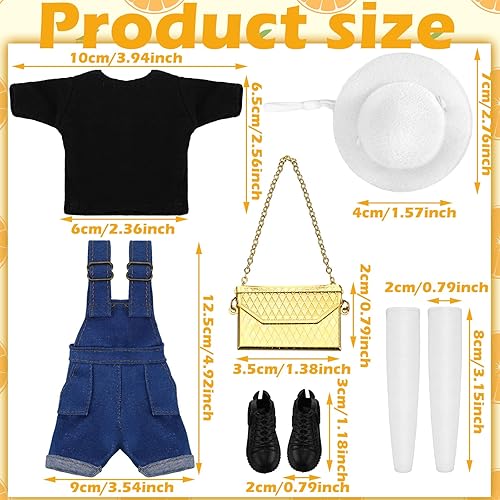 Miniatura 3 de Geyoga Ropa para muñecas Accesorios para muñecas de 12 pulgadas, ropa casual con zapatos, calcetines, sombrero, bolsa, top conjunto de mono de