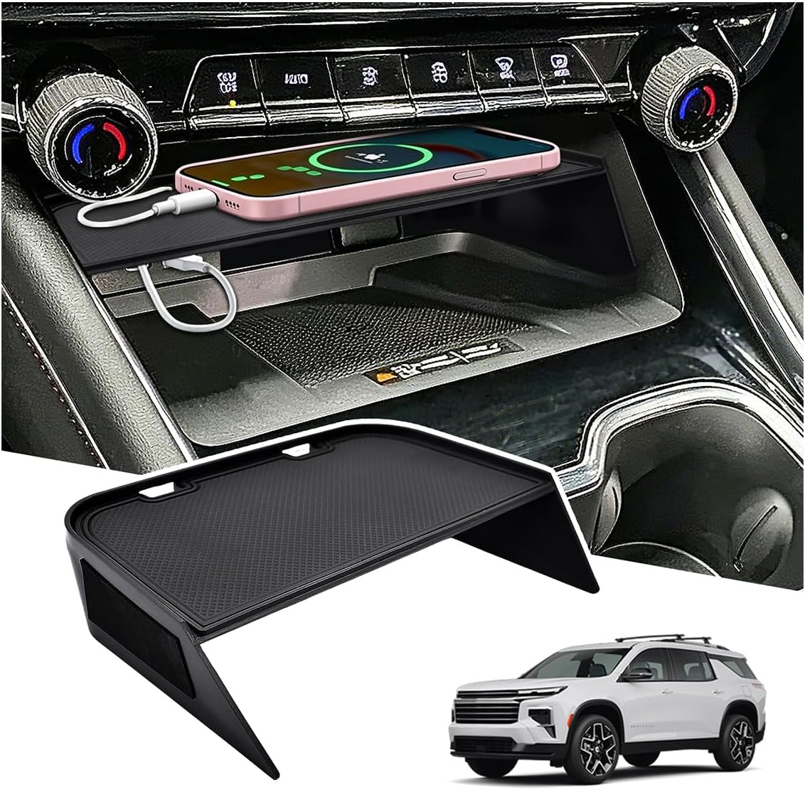 Front Center Console Organizer Tray Fit for 2024-2026 Chevy Traverse Interior Accessories Divider Compartment Tray ABS Plastic(Not fit for 2024 Chevy Traverse Limited)