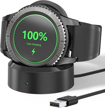 Vanjua for Samsung Gear S3 Watch Charger Cable, Wireless Replacement Charging Dock Stand Compatible with Samsung Gear S3 Classic/Frontier Smart Watch Black
