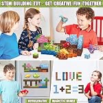 205Pcs Blocs magnétiques Ensemble de bâtiments Dinosaur, 1 Blocs de construction magnétique de pouce Magnet Dinosaur Construction jeu de jouets Magnet Constructions Stacking Sensory STEM Jouets pour les jeunes filles