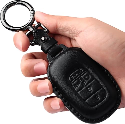 Tukellen Funda de cuero para llavero Honda con llavero compatible con Civic Accord 2022 2023, llave remota inteligente de 5 botones, color rojo