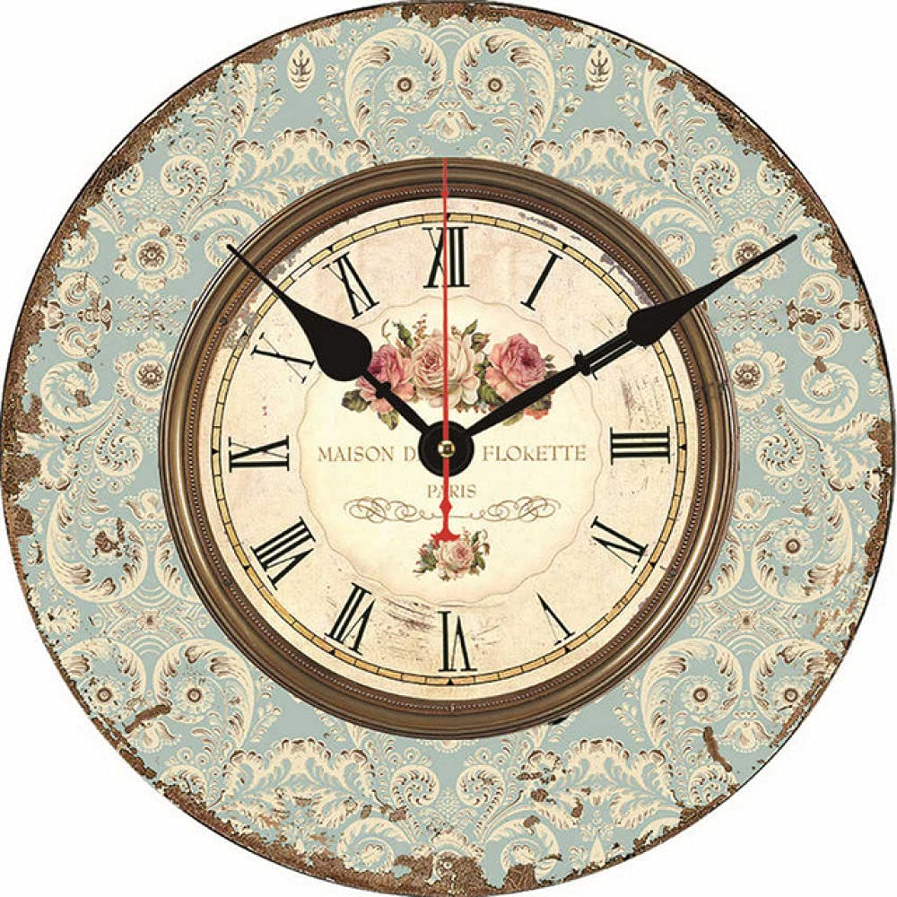 Horloge murale fleurie céladon LIJUCAI pour sublimer la décoration du salon