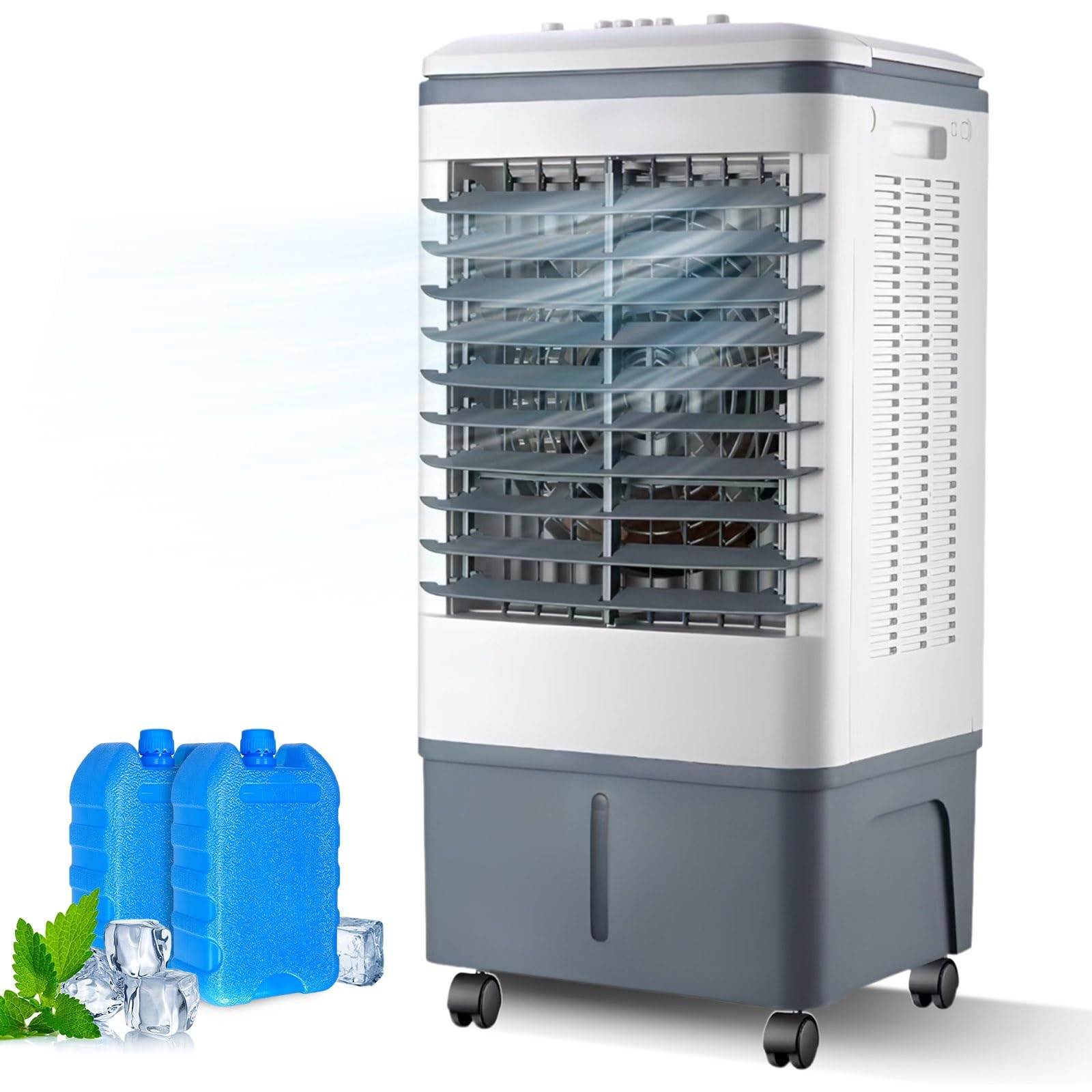 Portable Air Cooler 20L, Evaporative Air Cooler with 2 Ice Packs, 3-in-1 Cooling Fan & Humidifier, Mechanical Control, 3 Speeds, 7.5H Timer, Quiet for Bedroom Home Office