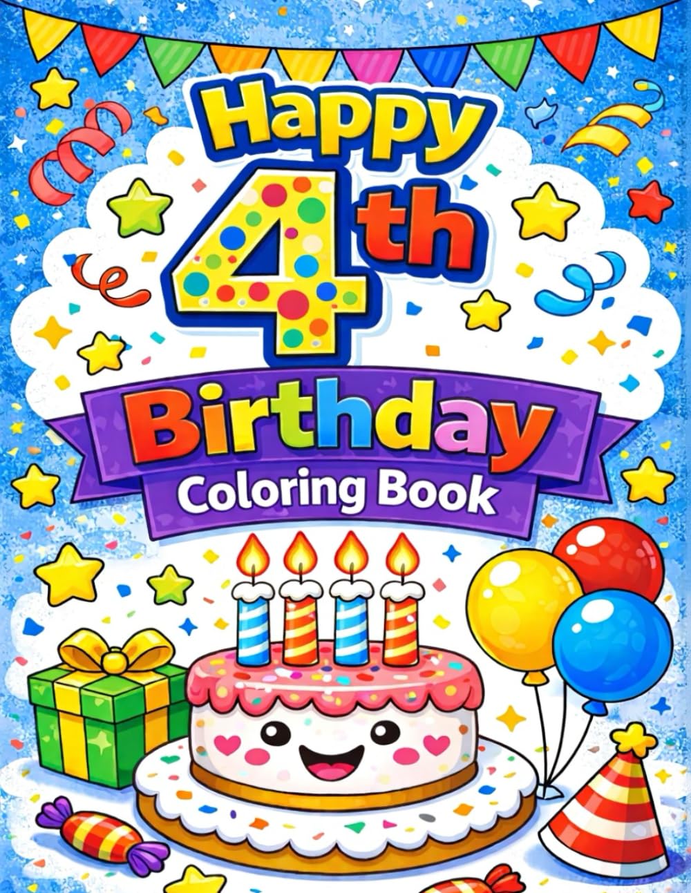 Happy 4th Birthday Coloring Book: A Fun and Simple Coloring Book for 4-Year-Olds