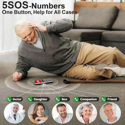 Miniatura 4 de A400 Pro Silver - Teléfono celular de botón grande para personas mayores, teléfonos desbloqueados 4G LTE con botón SOS, cámara trasera de 2 MP, base