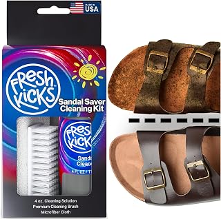 Sandal Saver Kit, 4 oz Bottle, Brush & Microfiber Cloth – Deep-Clean Sandals & Various Footwear – Removes Dirt, Odor, Protects Color & Leather Cork EVA – Triple-Action Shoe Cleaner Kit