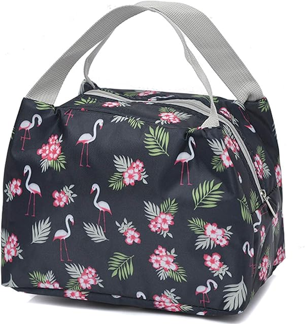 QXuan Insulated Lunch Bags Small for Women Work School Kids Students Packed Lunch Sandwich Food Cold Bag Tote Cool Bag Reusable Foil Fabric Picnic Lunch Box Organizer (Pink Flamingo)