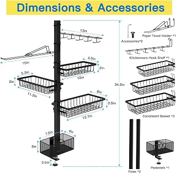 Griddle Caddy Organizer for Blackstone Griddle Accessories, for Husband & Dad & Him, Outdoor Kitchen Accessories, BBQ Grill Picnic Utensil Condiment Caddy with Paper Towel Holder