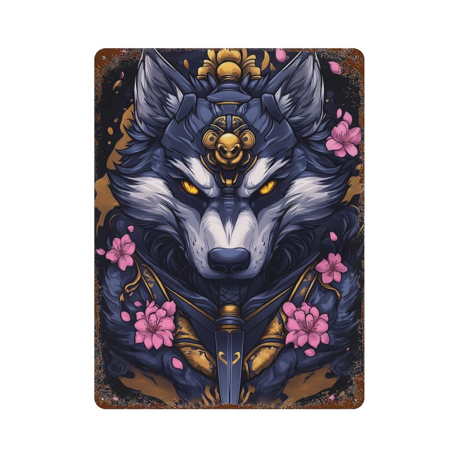 Alaskan Malamute DogSamurai Art Vintage Rust Metal Sign 15.7"x11.8", Ideal for Cafe, Home Bar And Lounge Decor