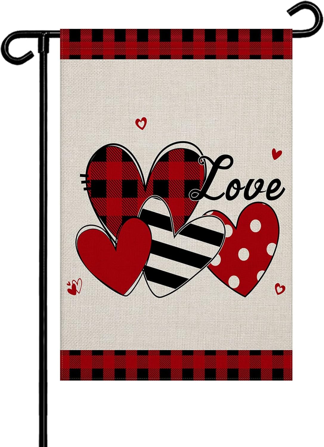 Romantic Love Garden Flag 28x40 Double Sided for All Seasons Decorative Welcome Yard Flags for Outside Décor,Saint Valentine's Day Plaid Heart Boho Plaid Indoor Outdoor Christmas Holiday Decoration