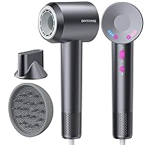 DMTIVMG Asciugacapelli Ionico 1600W Phon Capelli Professionale 500 Milioni Ioni Negativi 50 dB 12 Modalità 4 Temperature 3 Velocità del Vento 160000 RPM Motore Senza Spazzole 2 Accessori Magnetici