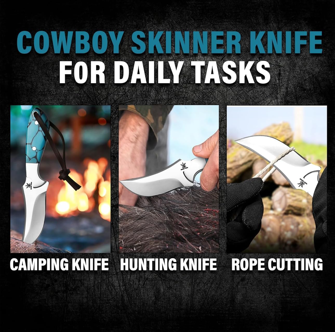 Handmade Cowboy Knife for Men & Women,Outdoor Camping Hiking Knife,Stainless Fixed Blade 7.5’’ Gift for Boy Friend, Full tang knife - Image 9