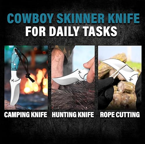 Miniatura 75 de Cuchillo de acero hecho a mano con funda de cuero, cuchillo utilitario resistente, cuchillo de electricista para desollar alambre para profesional