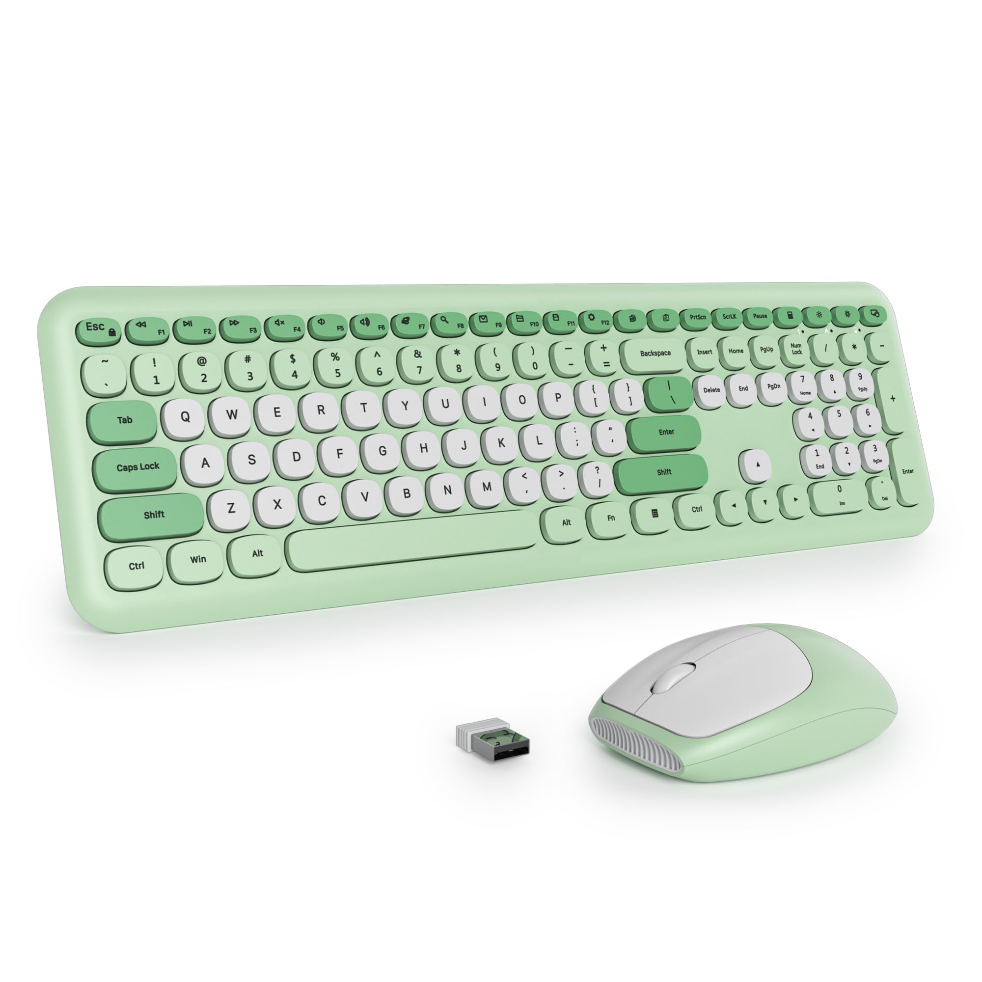 Ttastiera e Mouse Senza Fili, Tastiera Silenziosa e Mouse Wireless, Full Size, Sottile Tastierino Numerico 2.4GHz, Americana QWERTY per laptop, desktop, MacBook, PC