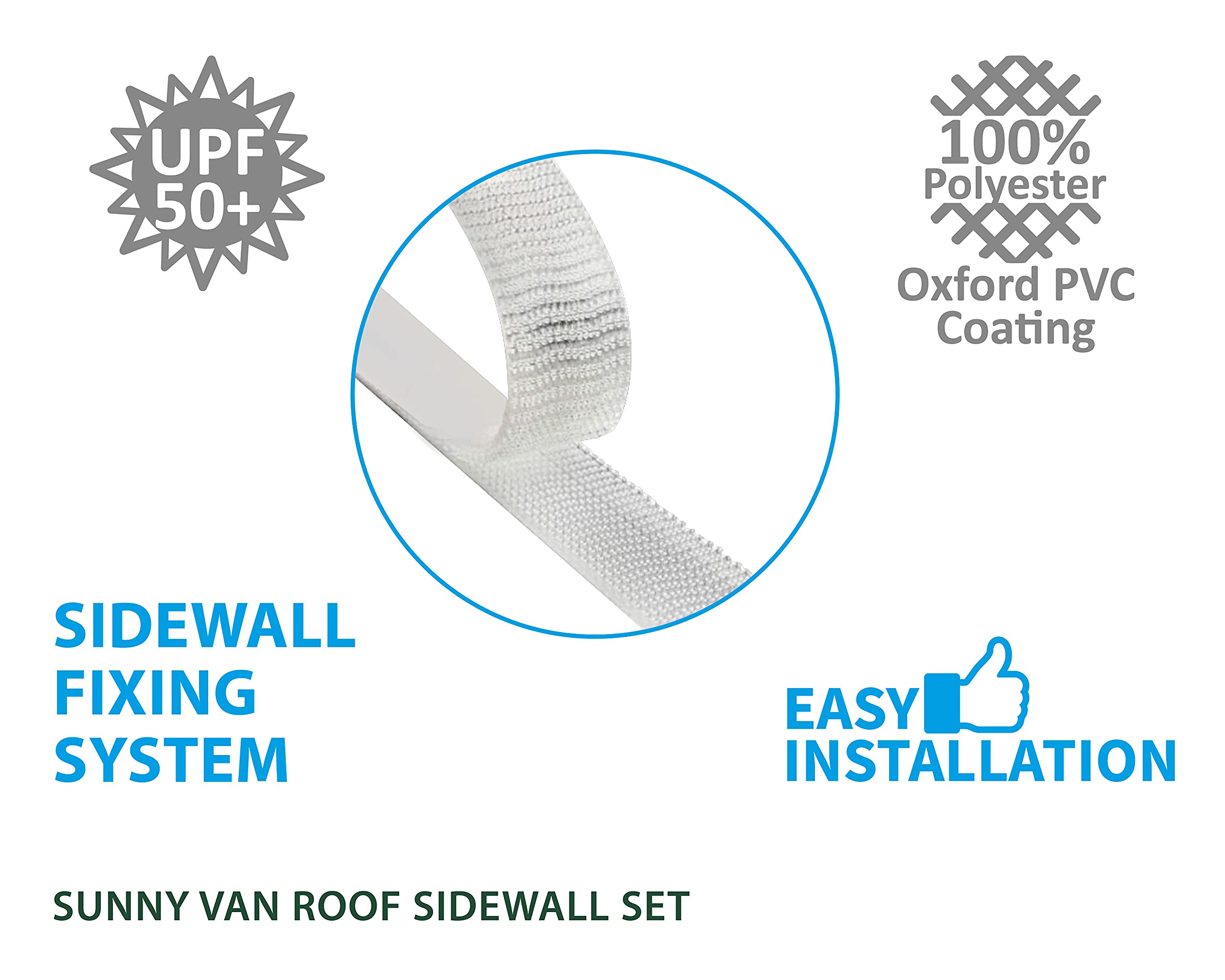 Brunner Sunny Van Roof Sidewall zestaw 2 ścian bocznych do markizy, ochrona przed słońcem do minibusów i vanów, ściany boczne z dużymi przezroczystymi oknami, 240 x 200 cm